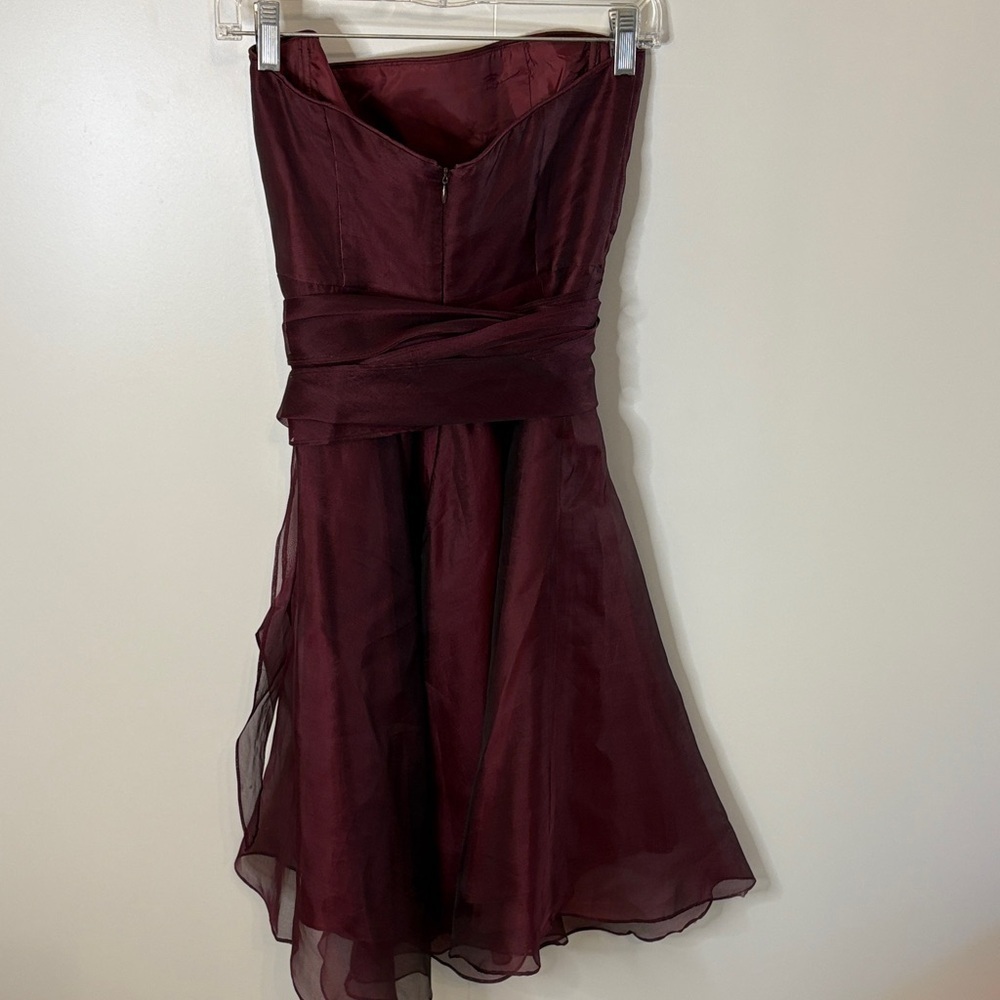 Vintage Elegant Burgundy Silk Strapless Dress by Jane Hamil | 2 - Picture 6 of 10